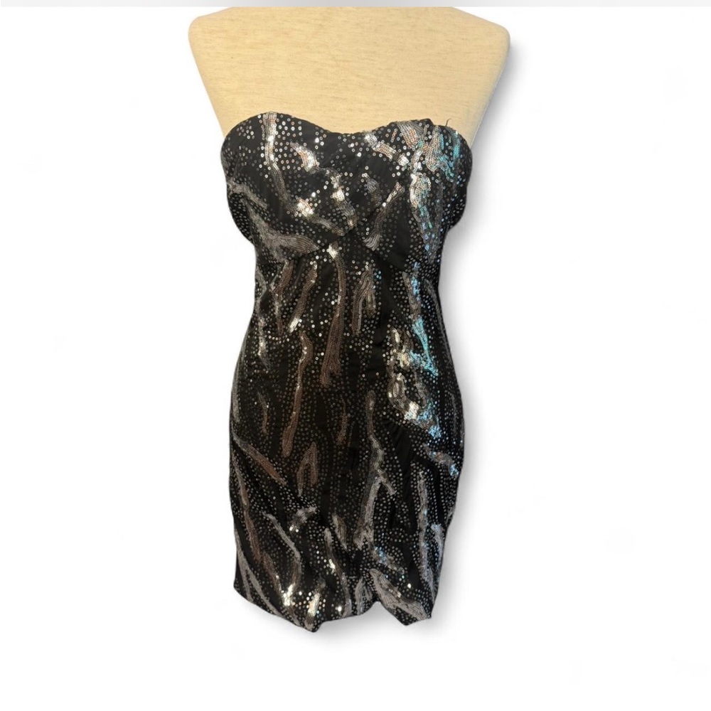 As You Wish Nordstrom Black and Silver Strapless Bodycon Dress